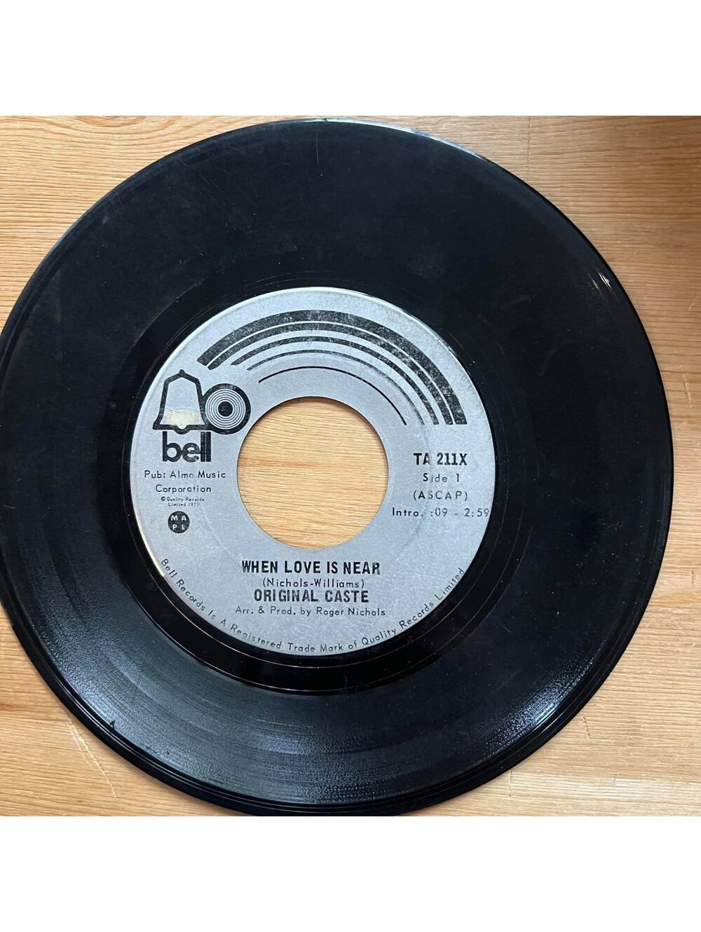 Original Caste - When Love is Near/Sault Ste. Marie 45rpm VG+ R13